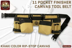 CD2152 :: 11 POCKET FINISHER CANVAS TOOL BELT KHAKI COLOR RIP-STOP CANVAS