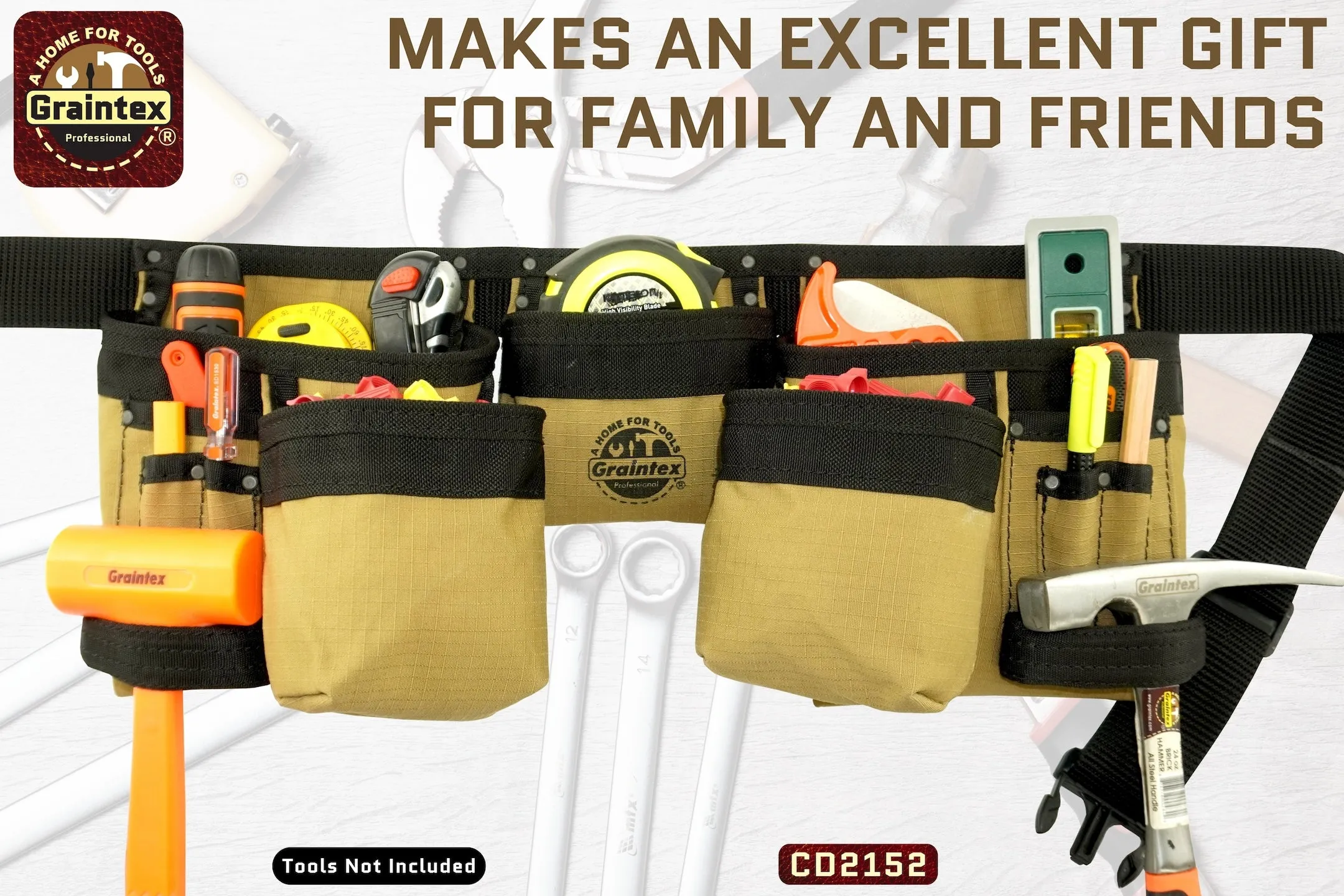 CD2152 :: 11 POCKET FINISHER CANVAS TOOL BELT KHAKI COLOR RIP-STOP CANVAS