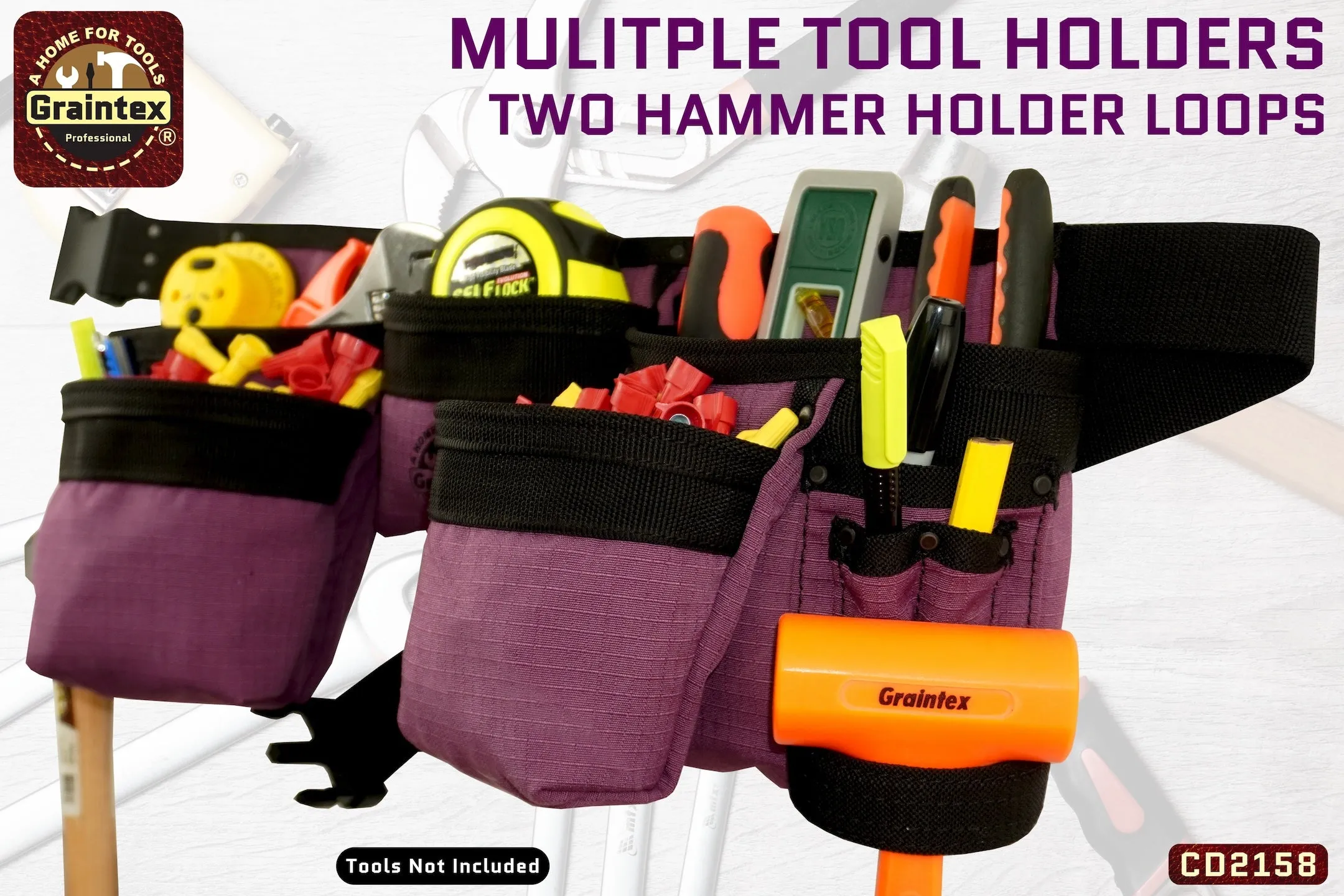 CD2158 :: 11 POCKET FINISHER CANVS TOOL BELT PURPLE COLOR RIP-STOP CANVAS