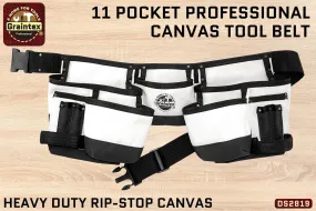 CD2819 :: 11 POCKET PROFESSIONAL CANVAS TOOL BELT HEAVY DUTY RIP-STOP CANVAS