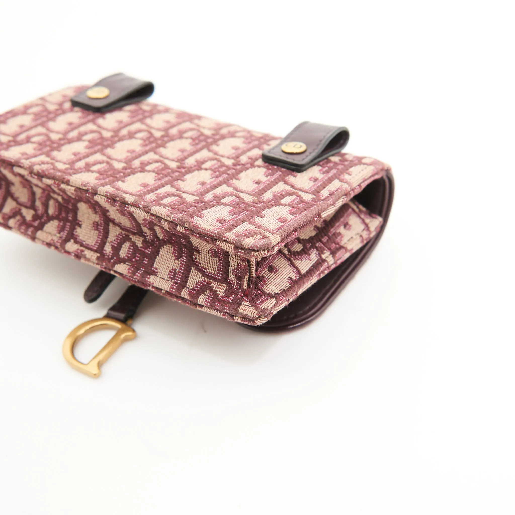 Christian Dior Canvas Saddle Belt Bag in Burgundy Monogram GHW