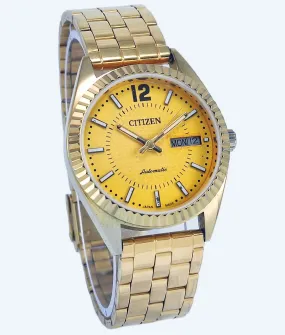 Citizen Automatic 8200A Sun Yellow Dial 21 Jewels Day Date Men's Mechanical Watch