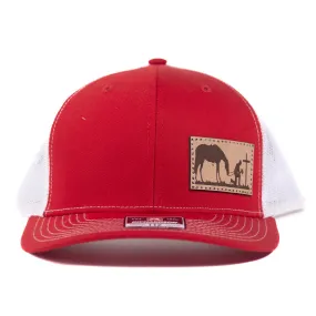 CP103 - Cowboy Prayer Leather Patch Red/White Cap