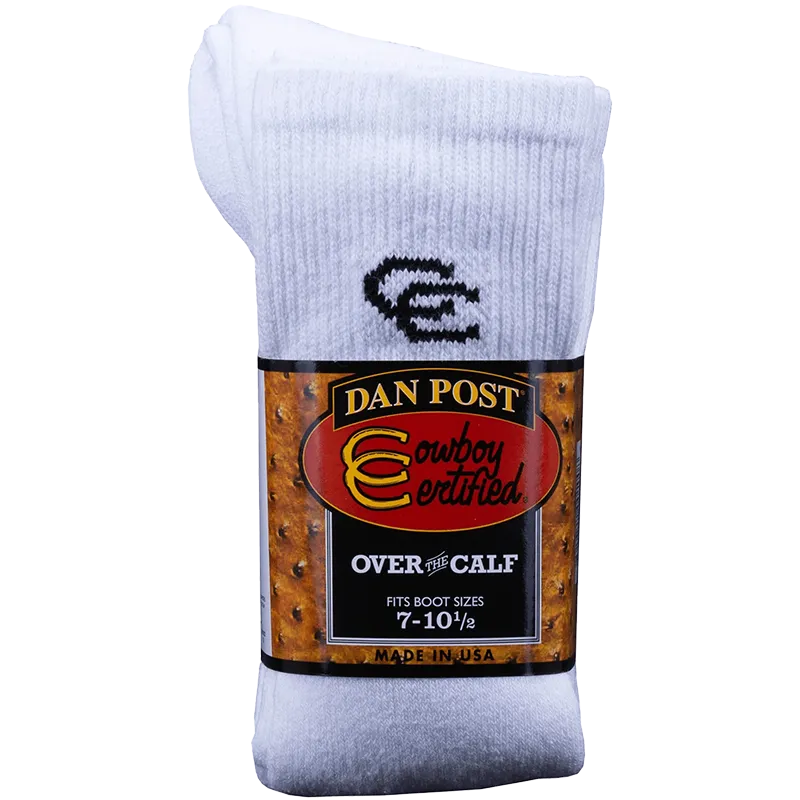 Dan Post Men's White Over The Calf Socks