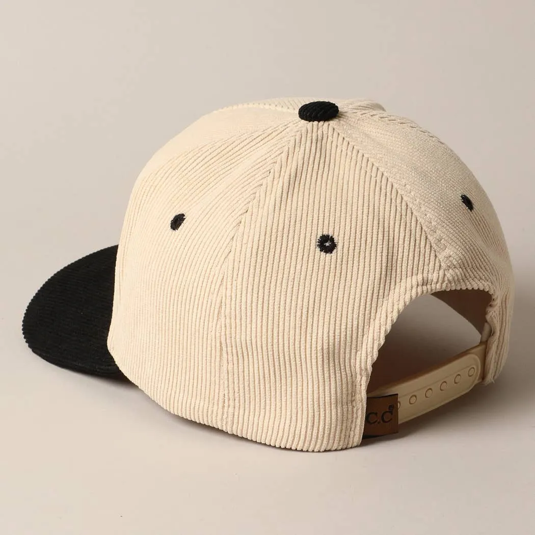 Darlin' Corduroy Embroidered Baseball Cap [Black/Tan]