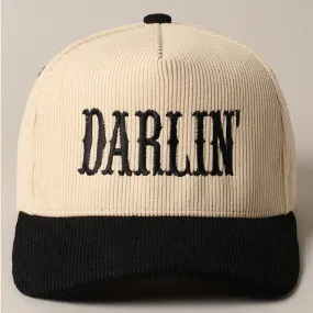 Darlin' Corduroy Embroidered Baseball Cap [Black/Tan]