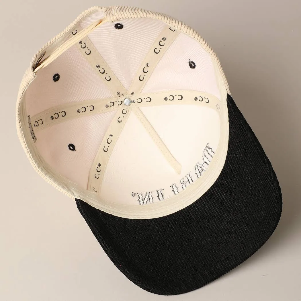 Darlin' Corduroy Embroidered Baseball Cap [Black/Tan]