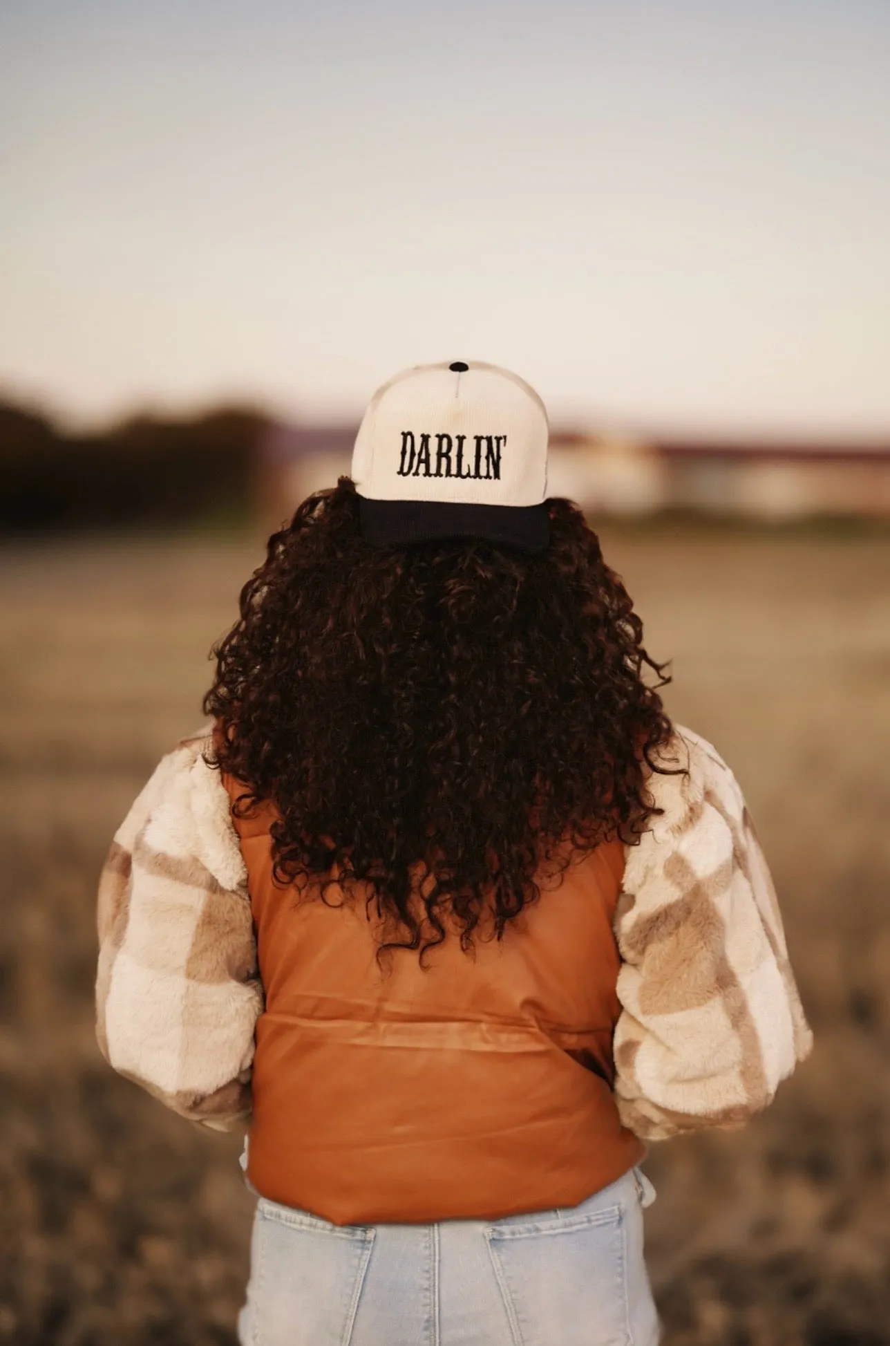 Darlin' Corduroy Embroidered Baseball Cap [Black/Tan]
