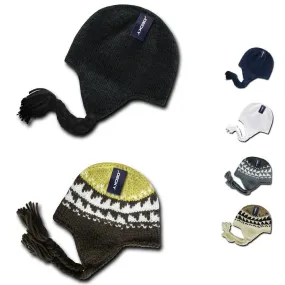 Decky Warm Winter Peruvian Knit Beanies Braided Ear Tails Chullo Caps Hats