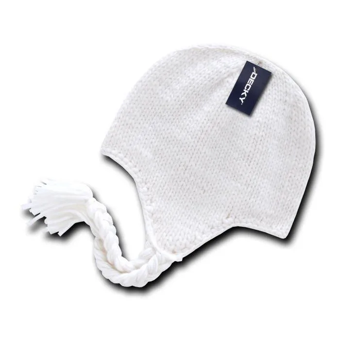 Decky Warm Winter Peruvian Knit Beanies Braided Ear Tails Chullo Caps Hats