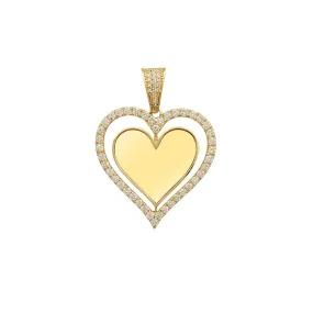 Diamond Swiveling Heart Picture Medallion Pendant (14K)
