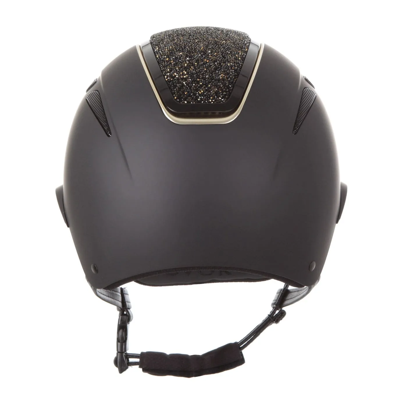 Evoke Callisto Wide Peak Riding Hat - Black/Gold Crystal