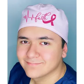Faith Breast Cancer Awareness Ribbon Themed Custom Solid Color Unisex Scrub Cap