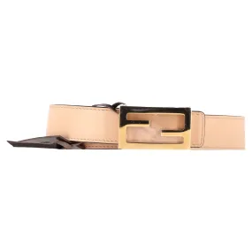 Fendi FF Buckle Reversible Belt in Beige Leather