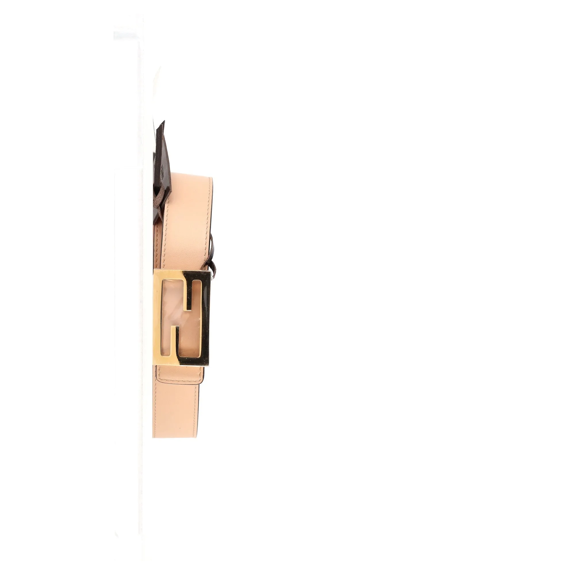Fendi FF Buckle Reversible Belt in Beige Leather