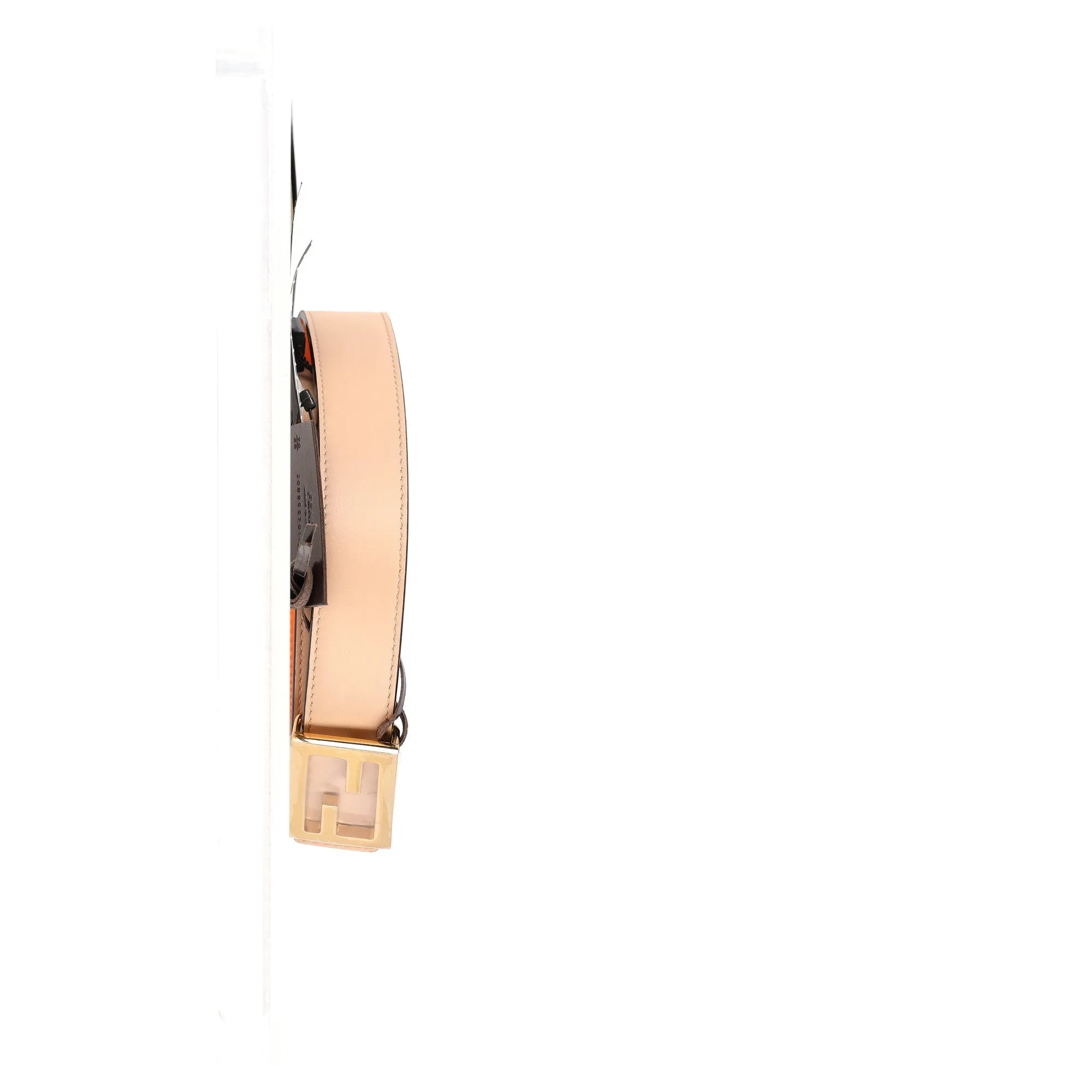 Fendi FF Buckle Reversible Belt in Beige Leather