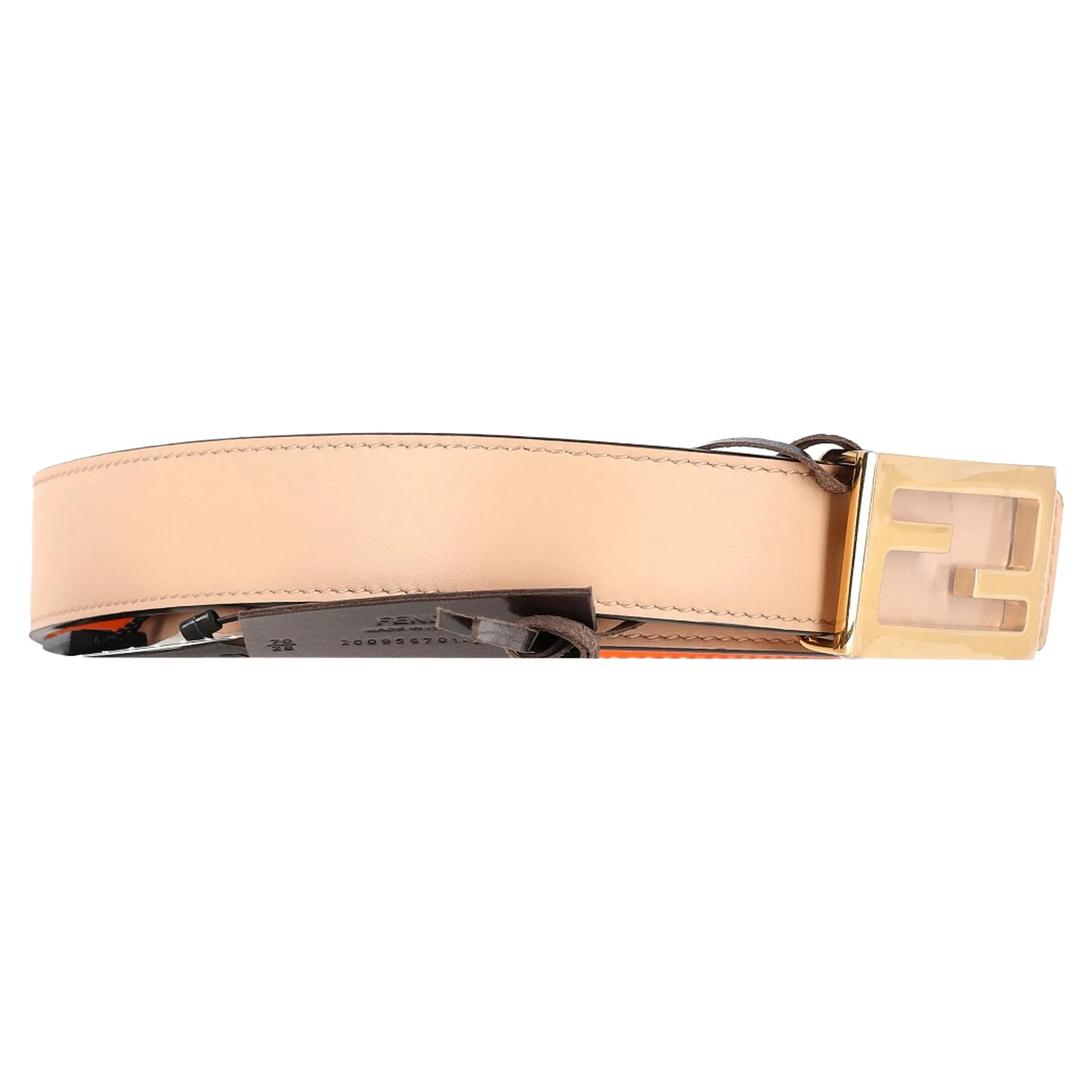 Fendi FF Buckle Reversible Belt in Beige Leather