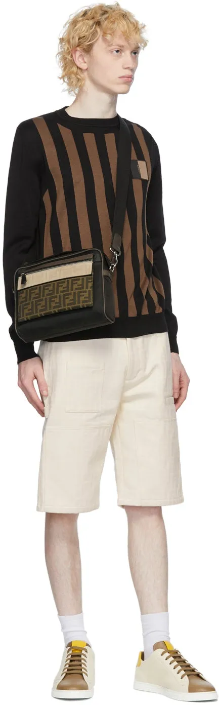 Fendi White Canvas 'Forever Fendi' Bermuda Shorts