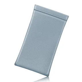 Fintie Eyeglasses Pouch with Cleaning Cloth, Portable Squeeze Top Vegan Leather Soft Glasses Case Anti-Scratch Sunglasses Bag, Ice Blue