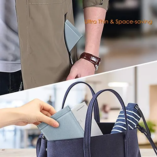 Fintie Eyeglasses Pouch with Cleaning Cloth, Portable Squeeze Top Vegan Leather Soft Glasses Case Anti-Scratch Sunglasses Bag, Ice Blue