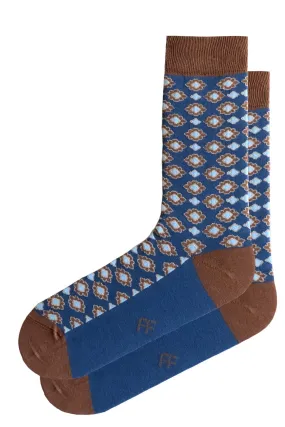 FOOT FEDERATION BOSTON 200 STITCH MID-CALF COTTON MEN'S DRESS SOCK NAVY BLUE