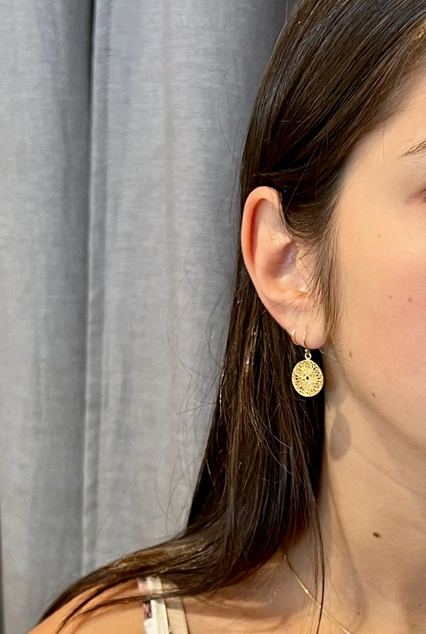 Gold Lace Mandala Earrings