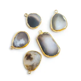 Gold Leafed Agate Pendants - Lot of 5