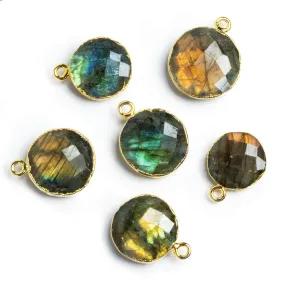 Gold Leafed Labradorite Coin Pendant 1 Piece