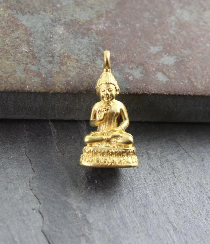 Gold Small Thai Buddha Pendant