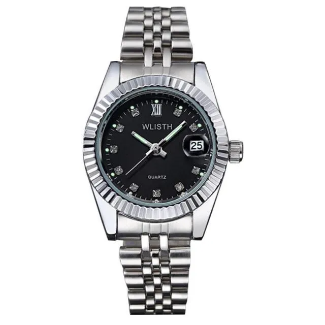 Gold Stainless Steel Wristwatch Luxury Women