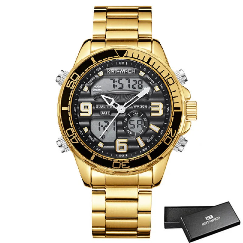 Gold Wrist Watch Men  Waterproof Sports Digital Watches