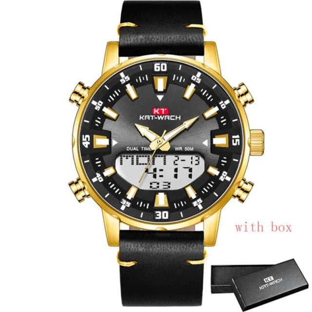Gold Wrist Watch Men  Waterproof Sports Digital Watches
