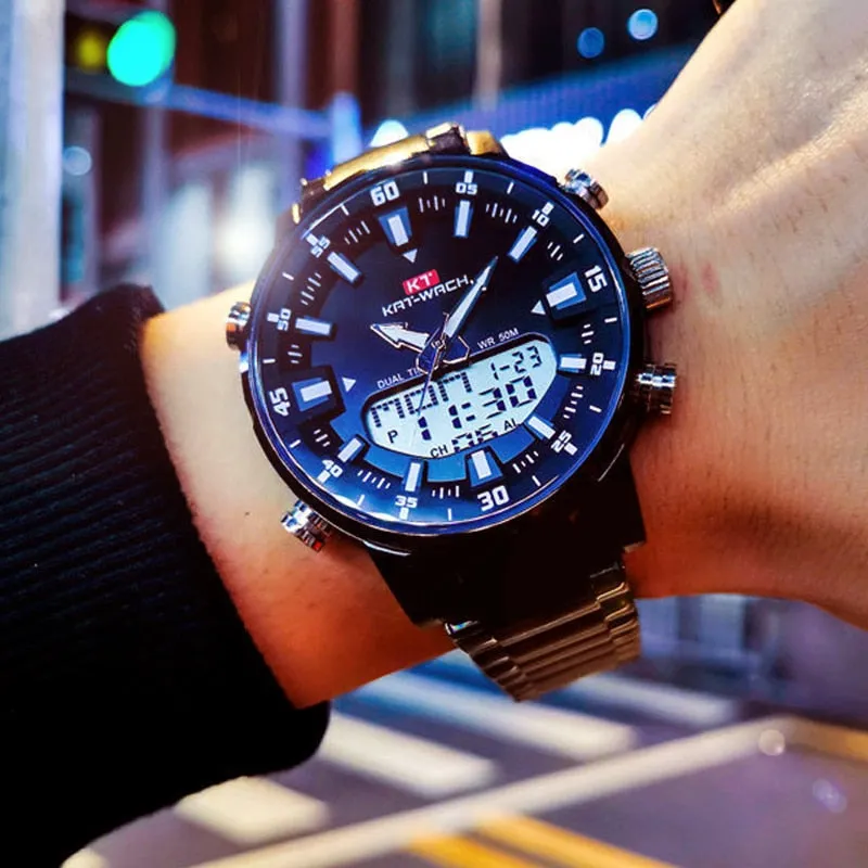 Gold Wrist Watch Men  Waterproof Sports Digital Watches