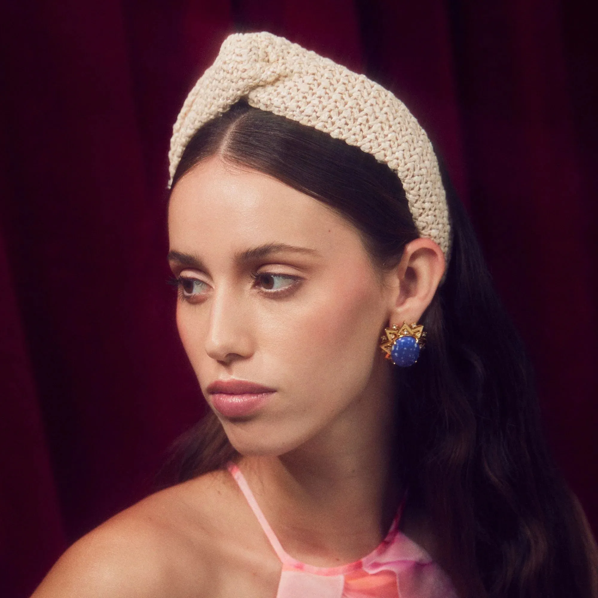 Greta White Wash Raffia Headband