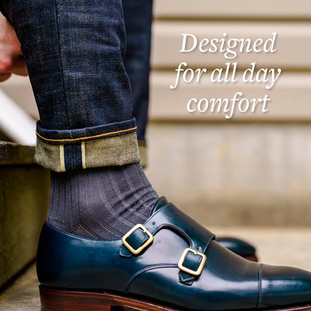 Grey Cotton Over the Calf Dress Socks