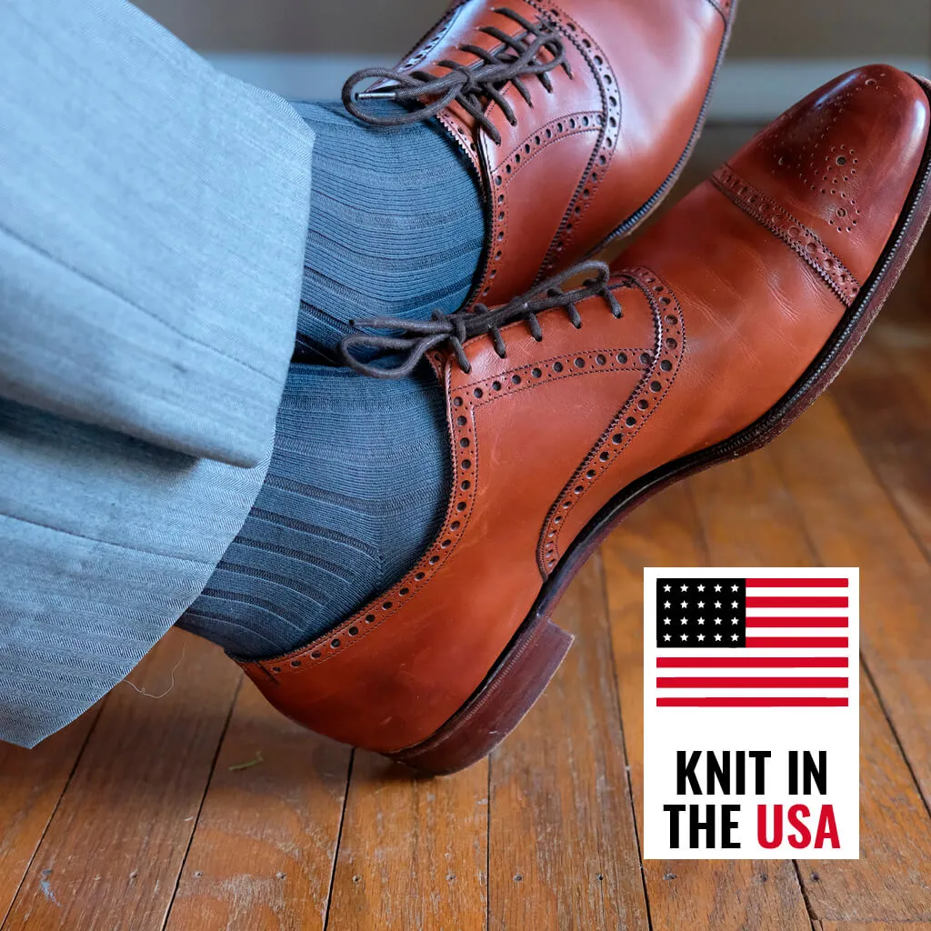 Grey Cotton Over the Calf Dress Socks