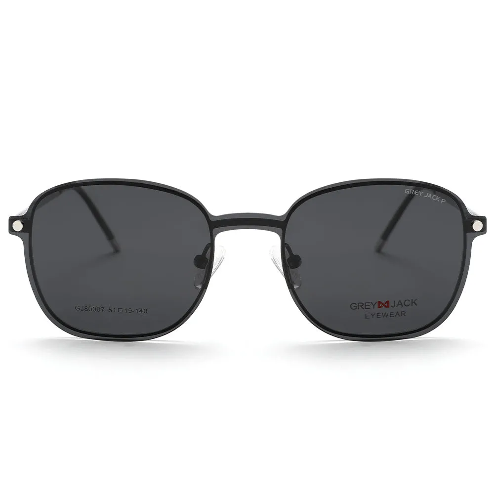 GREY JACK Metal Square Clip On Glasses with 3PCS Magnetic Lens 80007