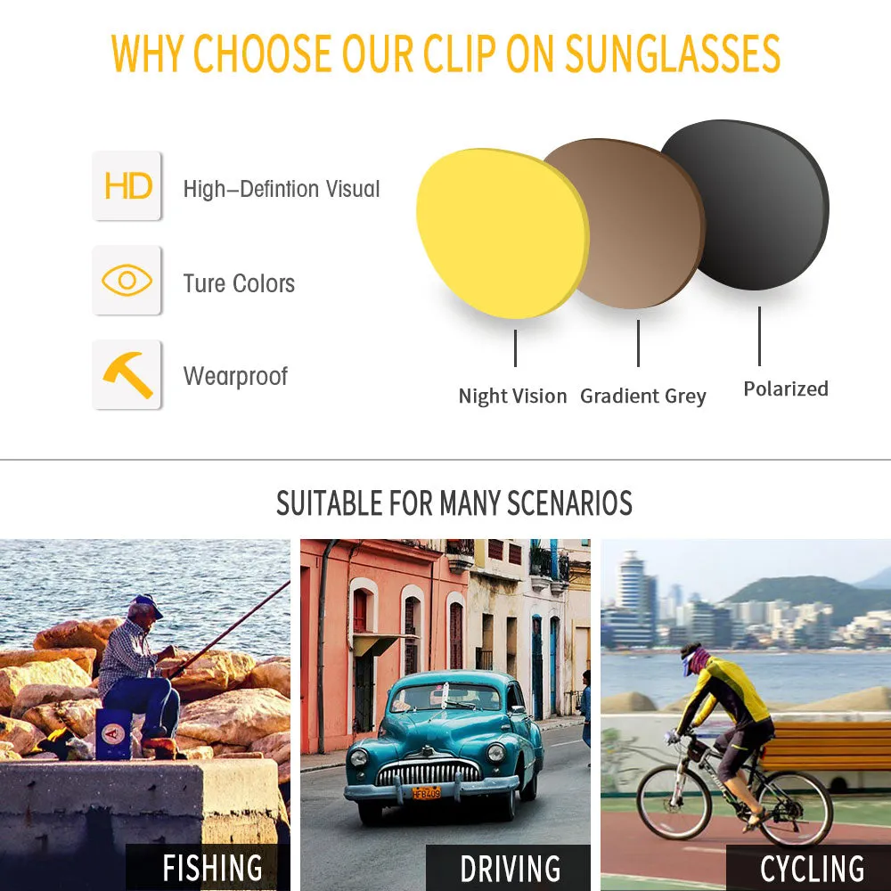 GREY JACK Metal Square Clip On Glasses with 3PCS Magnetic Lens 80007