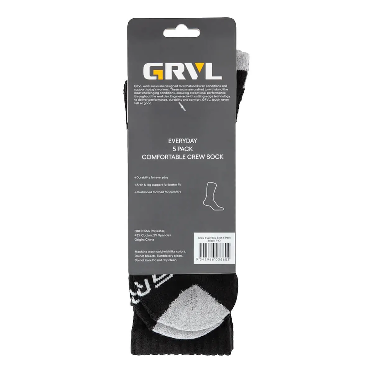 GRVL Crew Cotton Socks - 5 Pack