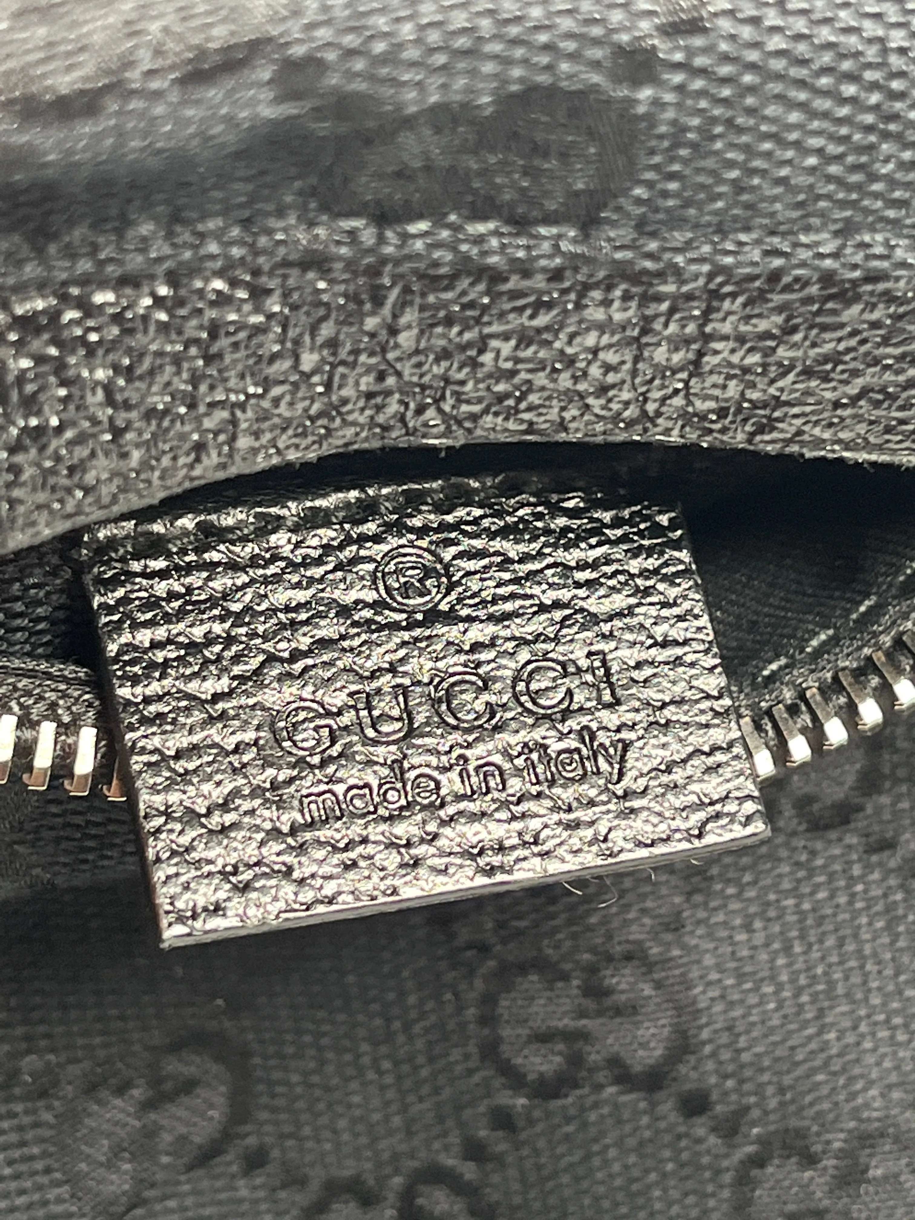 GUCCI - BLACK GG CANVAS BELT WAIST BAG