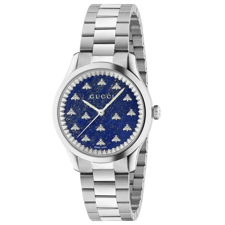 Gucci G-Timeless with Bee Motif Dark Blue Lapis Stone Dial Stainless Steel Watch | 32mm | YA1265043
