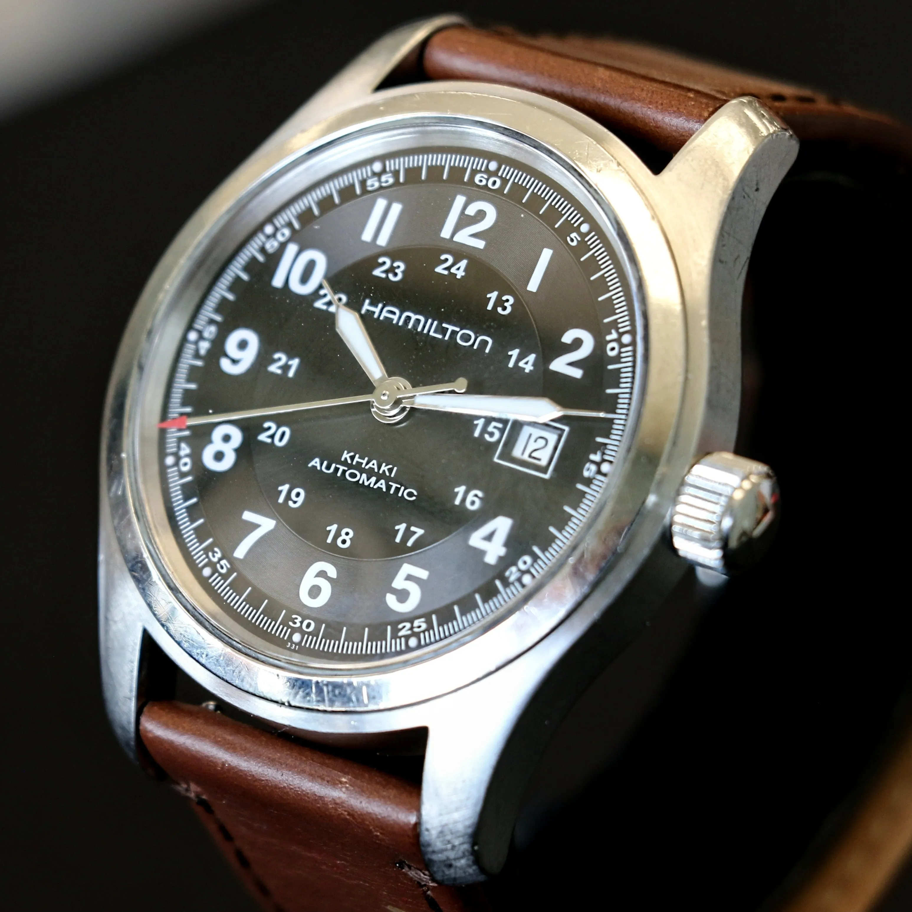 HAMILTON Khaki Field Automatic 42mm Watch H705450 ETA 2824-2 24-Hour Dial Wristwatch