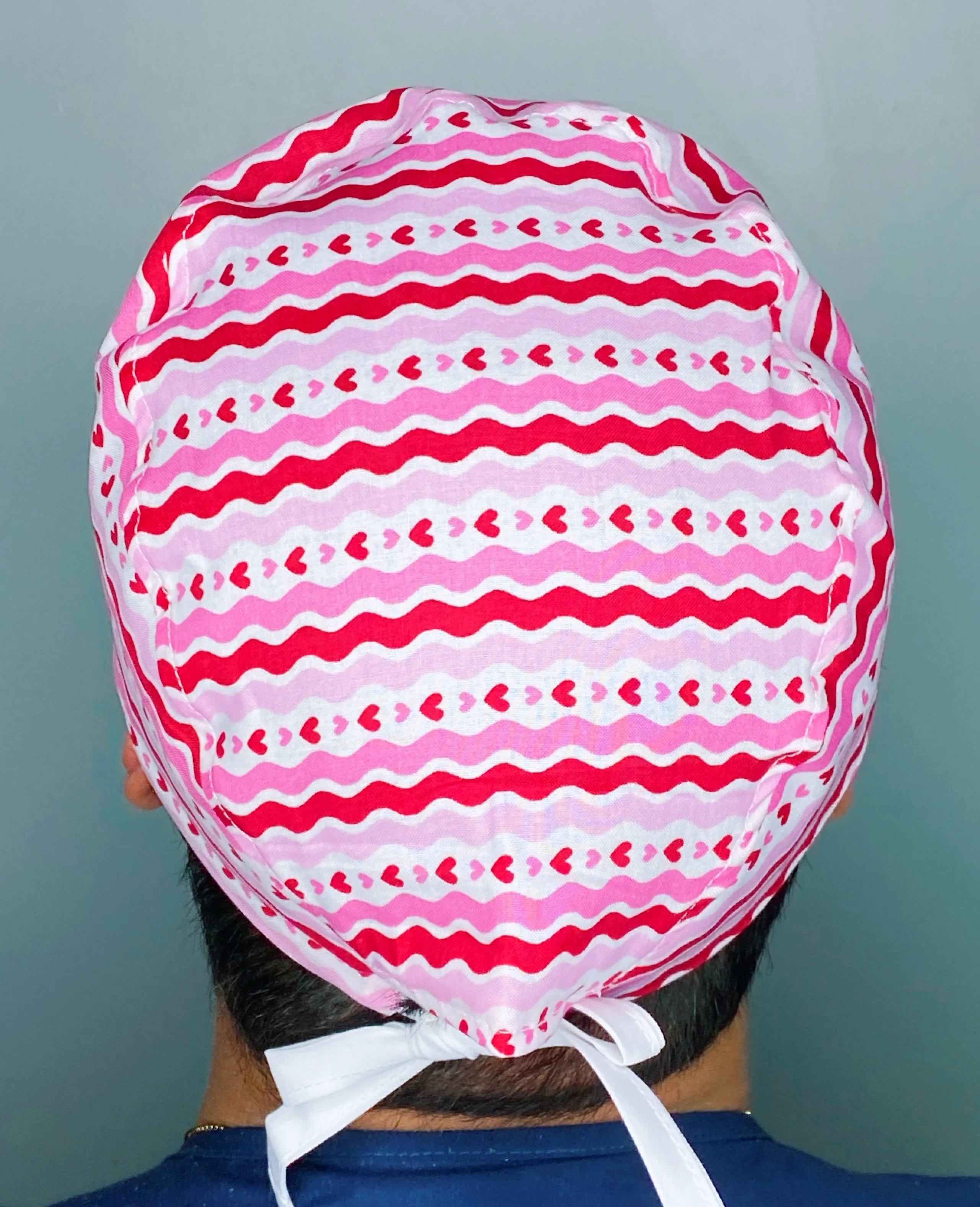 Hearts & Swirls Valentine's Day Unisex Holiday Scrub Cap