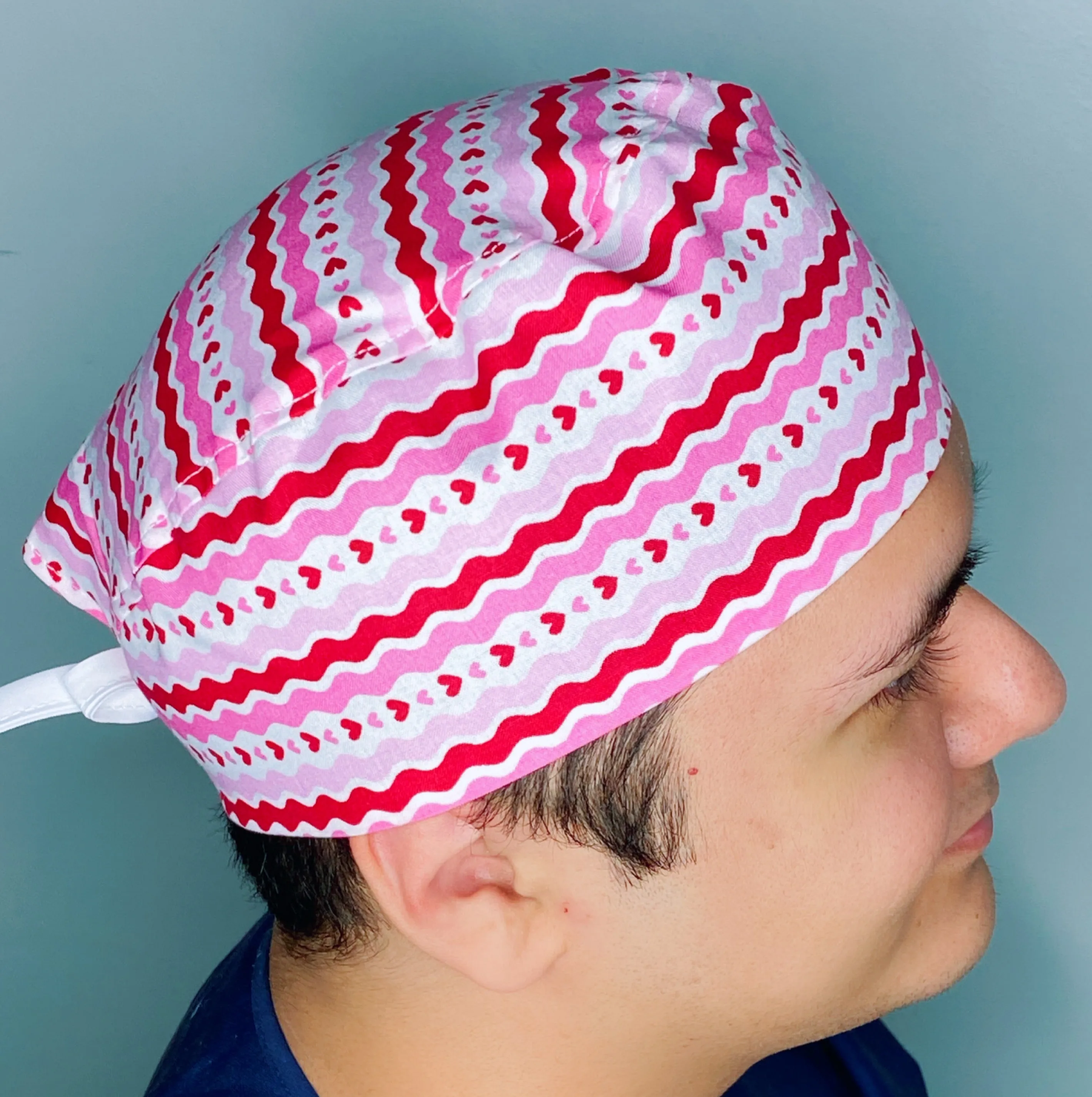 Hearts & Swirls Valentine's Day Unisex Holiday Scrub Cap