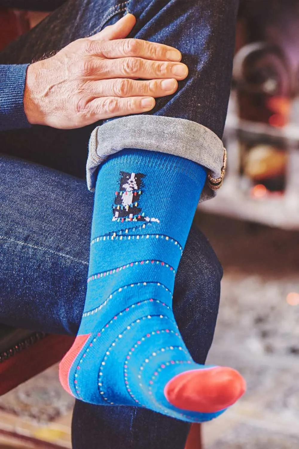 HJ Hall Dog With Christmas Lights Cotton Rich Socks