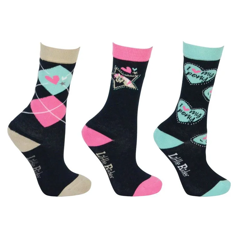 I Love My Pony Collection Horse Riding Socks by Little Rider (Pack of 3)