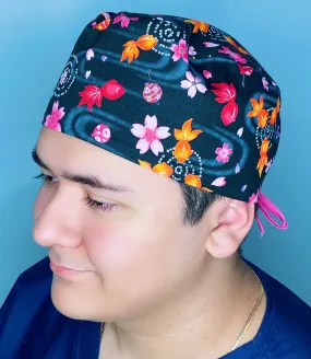 Japanese Inspired Pond Fish Unisex Animal Scrub Cap