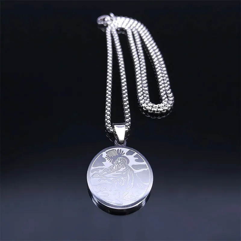 Jesus Pain in the Garden Stainless Steel Chain Necklace Women/Men Silver Color