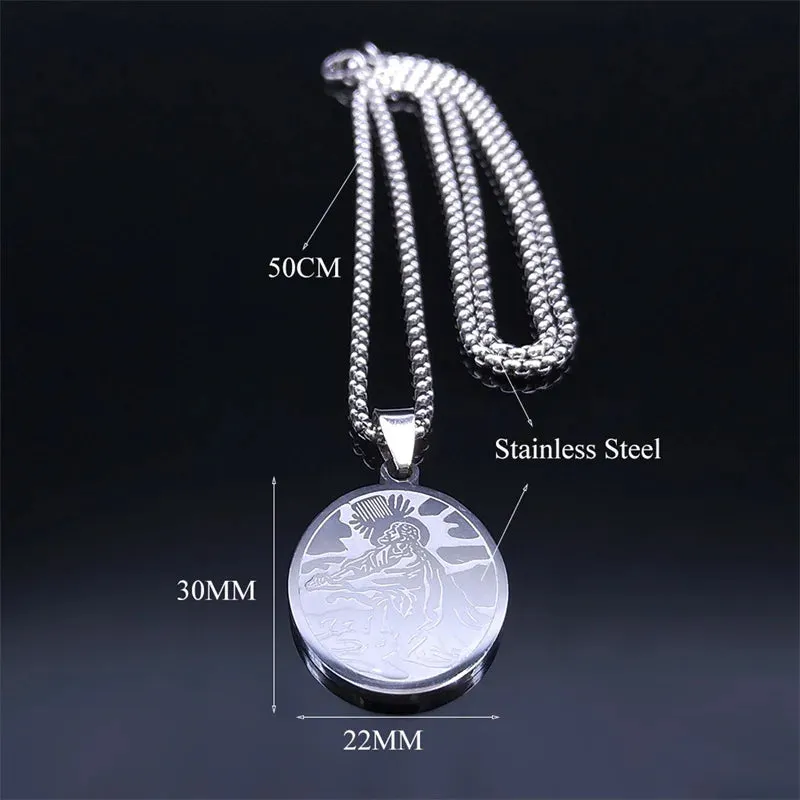 Jesus Pain in the Garden Stainless Steel Chain Necklace Women/Men Silver Color