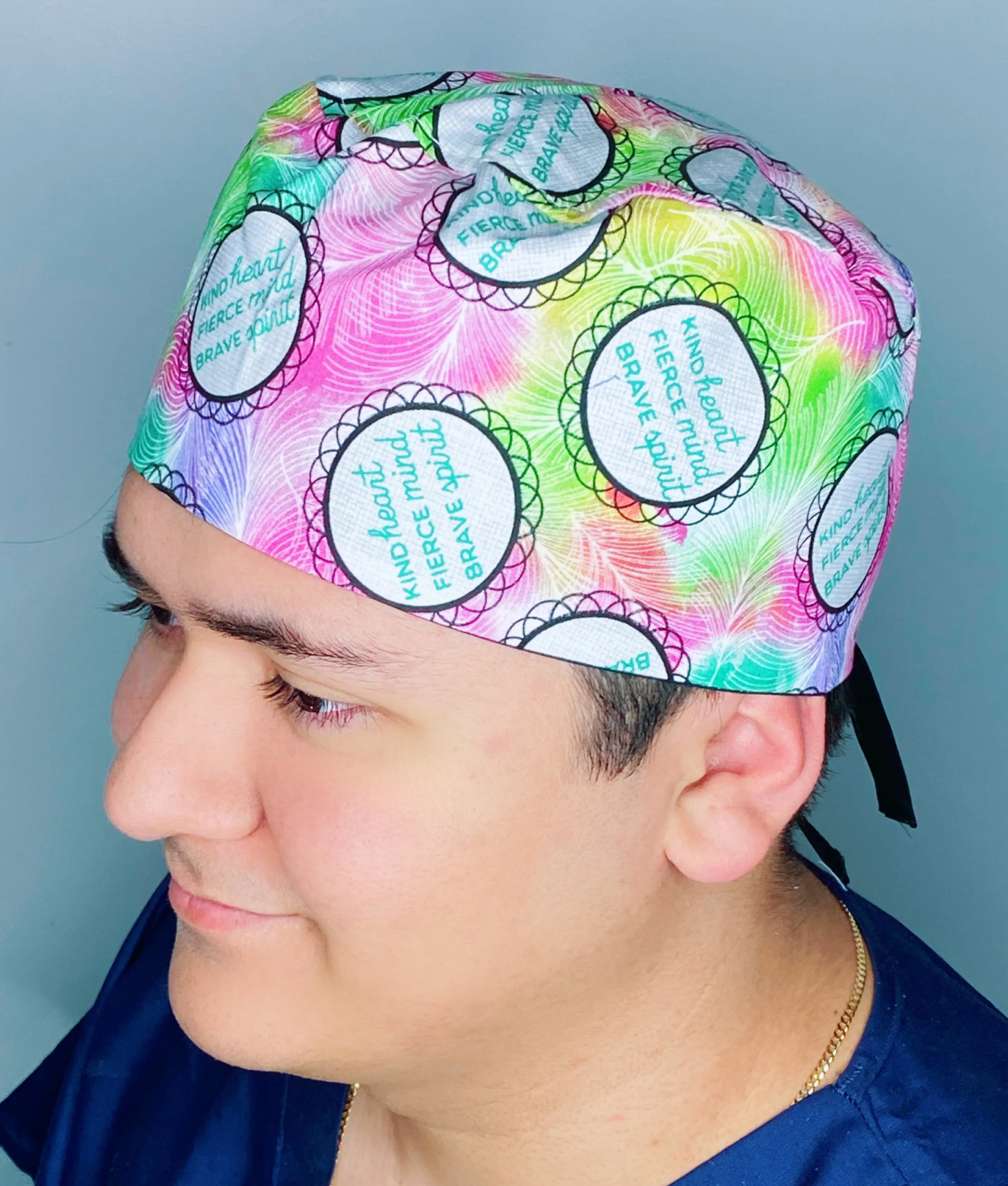 Kind Heart, Fierce Mind, Brave Spirit Inspirational Design Unisex Cute Scrub Cap